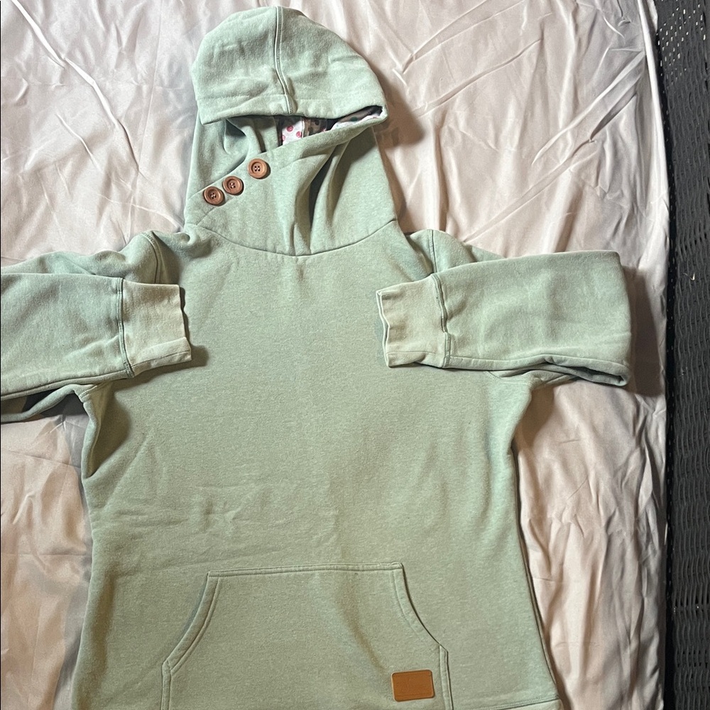 Divas Snow Gear Mint Green Hoodie with Button Detail